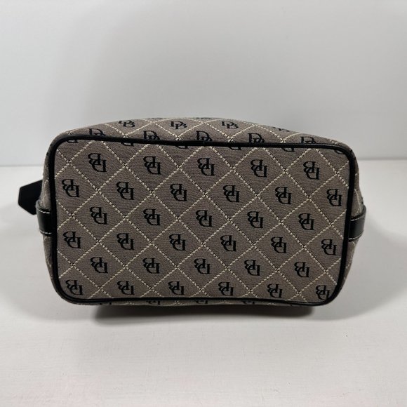 Dooney Bourke Gray Fabric Black Leather Trim Logo Shoulder Bag - Picture 4 of 8